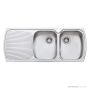 Oliveri Monet Topmount Double Bowl Sink 1200mm, Left Drainer, Stainless MO772 1TH