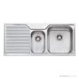 Oliveri Nu-Petite Topmount 1 & 1/2 Double Bowl Sink 1080mm, Left Drainer, Stainless NP602 1TH