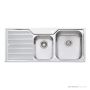 Oliveri Nu-Petite Topmount 1 & 3/4 Double Bowl Sink 1150mm, Left Drainer, Stainless NP612 1TH