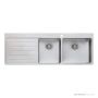 Oliveri Sonetto Topmount 1 & 3/4 Double Bowl Sink 1415mm, 1th, Left Drainer, Stainless SN1012
