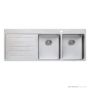 Oliveri Sonetto Topmount Double Bowl Sink 1300mm, 1th, Left Drainer, Stainless SN1072
