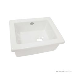1901 360mm Fireclay Lab Sink 1, White, Chrome Waste AB0600W