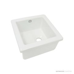 1901 330mm Fireclay Lab Sink 2, White, Chrome Waste AB0700W