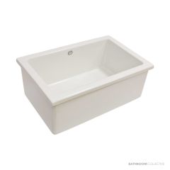1901 585mm Fireclay Lab Sink 3, White, Chrome Waste AB0800W