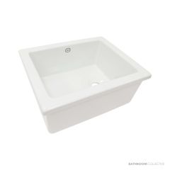 1901 460mm Fireclay Lab Sink 4, White, Chrome Waste AB0900W