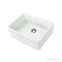 1901 Apron 595mm Fireclay Butler Sink, White, Stainless Steel Waste AB5400-SSW