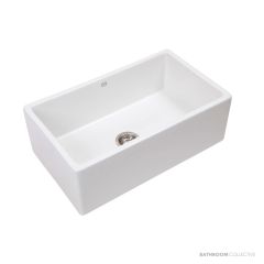 1901 755mm Fireclay Butler Sink, White, Stainless Steel Waste AB5500P-SSW