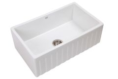 1901 Ribbleton 755mm Fireclay Butler Sink, White, Stainless Steel Waste AB5600-SSW