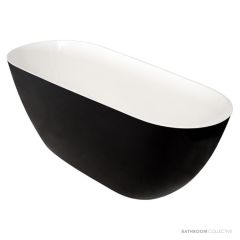 ADP Day Dream 1700mm Solid Cast Marble Freestanding Bath, Gloss Black/Gloss White DAYDBATH1700B