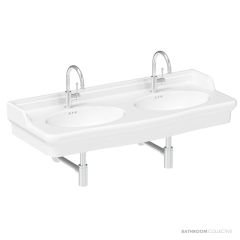 ADP Castellana 1260mm Ceramic Wall Mounted Double Basin, Gloss White TOPCCAS126CGW