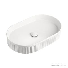 ADP Pill Fluted 580mm Ceramic Above Counter Basin, Matte White TOPCPFL5836MW