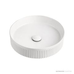 ADP Round Fluted 410mm Ceramic Above Counter Basin, Gloss White TOPCRFL405GW