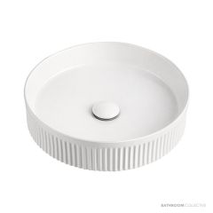 ADP Round Fluted 410mm Ceramic Above Counter Basin, Matte White TOPCRFL405MW