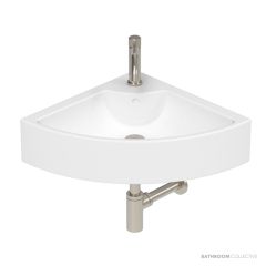 ADP Square Corner 475mm Ceramic Wall Mounted Basin 1th, Gloss White TOPCSQC475GW