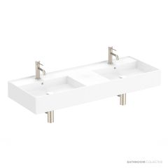 ADP Teorema 1215mm Ceramic Wall Mounted Basin, Double Bowl 1th, Gloss White TOPCTEO120GWD