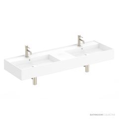 ADP Teorema 1415mm Ceramic Wall Mounted Basin, Double Bowl 1th, Gloss White TOPCTEO140GWD