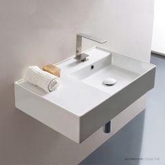 ADP Teorema 600mm Ceramic Wall Mounted Basin, Right Hand Bowl, 1th, Gloss White TOPCTEO60GWR
