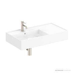 ADP Teorema 810mm Ceramic Wall Mounted Basin, Left Hand Bowl 1th, Gloss White TOPCTEO80GWL