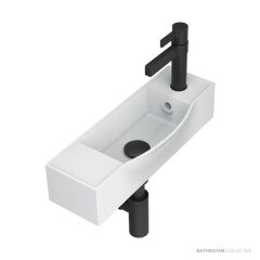 ADP Halo 450mm Solid Surface Handrinse Basin, Right Hand Tap Hole, Gloss White TOPSHAL45WGRTH