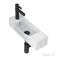 ADP Halo 450mm Solid Surface Handrinse Basin, Left Hand Tap Hole, Matte White TOPSHAL45WMLTH