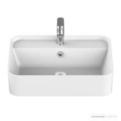 ADP Miya 550mm Solid Surface Semi Recessed Basin, Gloss White TOPSMISR55WG