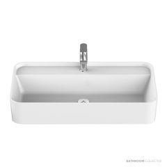 ADP Miya 750mm Solid Surface Semi Recessed Basin, Gloss White TOPSMISR75WG