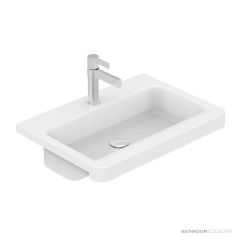 ADP Integrity 550mm Solid Surface Semi Recessed Basin, Matte White TOPTINT5540-TS