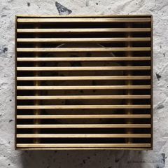 Bespoke 120mm Heel Guard Square Floor Waste with 80mm Outlet - Brushed Brass XHGBR-120x120