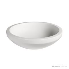 Dado Quartz Bologna 445mm Stone Above Counter Basin, Satin White SWMBAS06-S