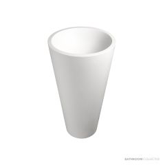 Dado Quartz Annelie 910mm Stone Freestanding Basin WTH, Satin White SWMBAS55-S