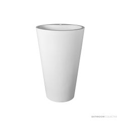 Dado Quartz Mango 910mm Stone Freestanding Basin 1TH, Satin White SWMBAS64-S1TH