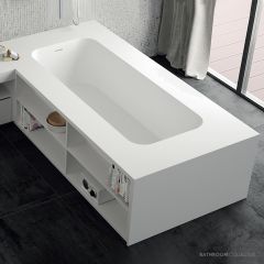 Domus Living Numisia Library 2100mm Freestanding Bath, Left Shelf, Matte White DLBTNULI2100L
