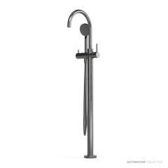 Faucet Strommen Pegasi Floor Mixer Curve with 90mm Round Handshower, Brushed Graphite 30682-73