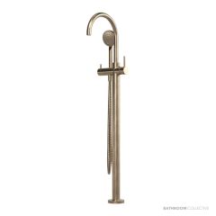 Faucet Strommen Pegasi Floor Mixer Curve with 90mm Round Handshower, Discovery Bronze 30682-76