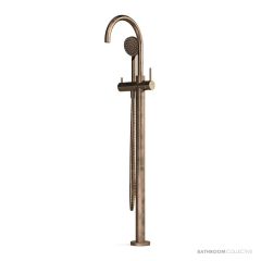 Faucet Strommen Pegasi Floor Mixer Curve with 90mm Round Handshower, Antique Brass Light 30682-84