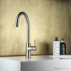 Faucet Strommen Pegasi M Sink Mixer Curve 220, Brushed New Nickel 30690-72