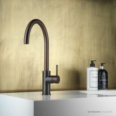 Faucet Strommen Pegasi M Sink Mixer Curve 220, Antique Brass Medium 30690-83
