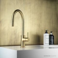 Faucet Strommen Pegasi M Sink Mixer Curve Pull Out, Brushed Liberty Gold 30694-71