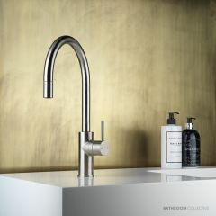 Faucet Strommen Pegasi M Sink Mixer Curve Pull Out, Brushed New Nickel 30694-72