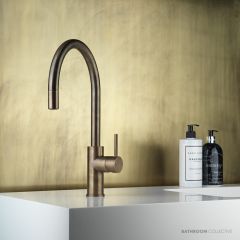 Faucet Strommen Pegasi M Sink Mixer Curve Pull Out, Antique Brass Light 30694-84
