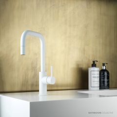 Faucet Strommen Pegasi M Sink Mixer Square Pull Out, Matte White 30695-80