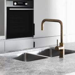 Faucet Strommen Pegasi M Sink Mixer Square Pull Out, Antique Brass Light 30695-84