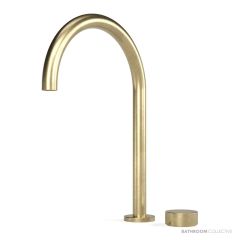 Faucet Strommen Zero Progresiv Smooth Sink Mixer Curve, Raw Brushed Brass 30903-91