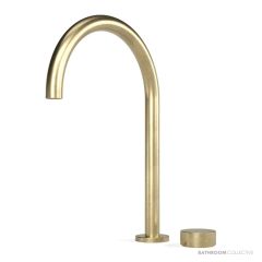 Faucet Strommen Zero Progresiv Smooth Hob Basin Mixer Tall Curve, Raw Brushed Brass 30917-91
