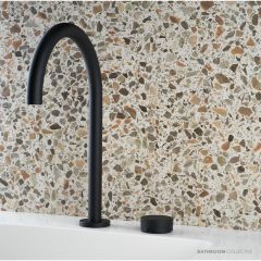 Faucet Strommen Zero Progresiv Knurl Hob Basin Mixer Tall Curve, Matte Black 30957-78