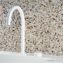 Faucet Strommen Zero Progresiv Knurl Hob Basin Mixer Tall Curve, Matte White 30957-80