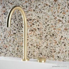 Faucet Strommen Zero Progresiv Knurl Hob Basin Mixer Tall Curve, Raw Brushed Brass 30957-91