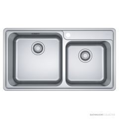 Franke Bell Topmount 1 & 1/2 Double Bowl Sink 860mm, Stainless BCX620-42/35B