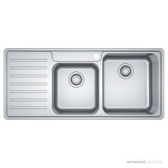 Franke Bell Topmount Double Bowl Sink 1080mm, Left Drainer, Stainless BCX621LHD