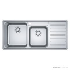 Franke Bell Topmount Double Bowl Sink 1080mm, Right Drainer, Stainless BCX621RHD